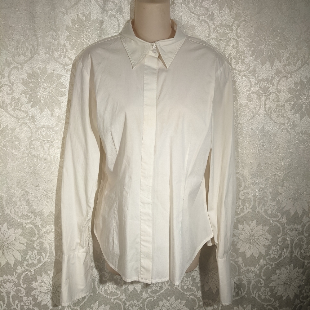 Moda International White Button Down French Cuff Size M